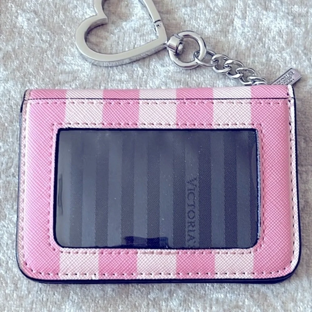 Brand New Victoria’s Secret Set Lotion Pink Stripes Key & Cardholder Lip Gloss